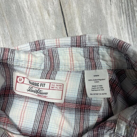 Levi Strauss Signature Womens Plaid Button Down Shirt Medium Long Sleeve Cotton - Picture 5 of 7